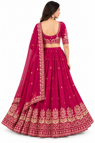 Magenta Embroidered Lehenga Choli with Dupatta | Wedding & Festive Wear
