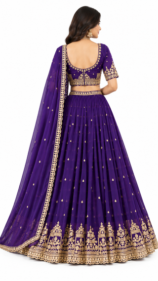 Royal Purple Embroidered Lehenga Choli with Dupatta